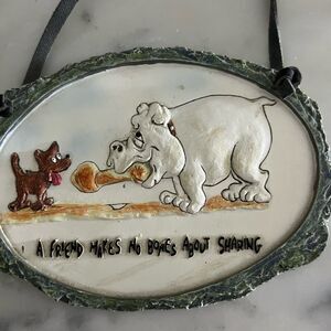 Bulldog Terrier Friendship Plaque Hanging ‘A Friend Makes No Bones About Sharing